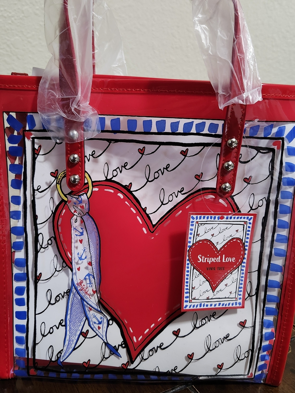 Brighton Striped Love Clear Tote Crossbody Bag